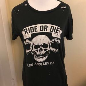 Black brandy Melville distressed ride or die tee